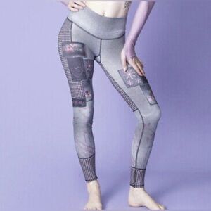 NIYAMA SOL Ladies Women’s Size Extra Small Pink Grey & Black Leggings Yo…